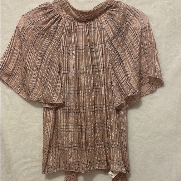 Rebecca Taylor Tops - Rebecca Taylor Pink Pleated Blouse with Flutter Sleeves